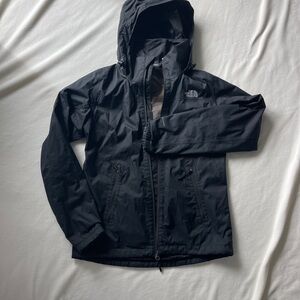 The North Face Black Hooded Raincoat with Weather-Resistant Fabric